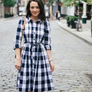 Boden Gingham Plaid Shirt Day Dress Belt Button